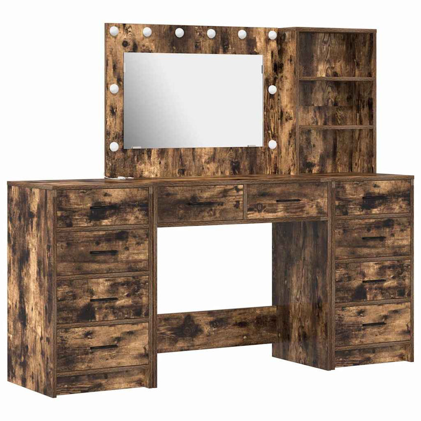 vidaXL Table de Toilette 3 pcs Chêne fumé Bois d'ingénierie