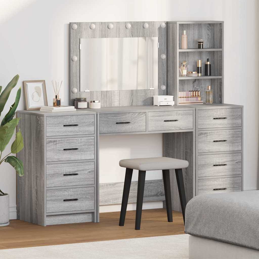 vidaXL Table de Toilette 3 pcs Gris Sonoma Bois d'ingénierie