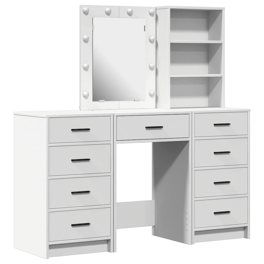 vidaXL Table de Toilette avec tiroir 3 pcs Blanc Bois d'ingénierie