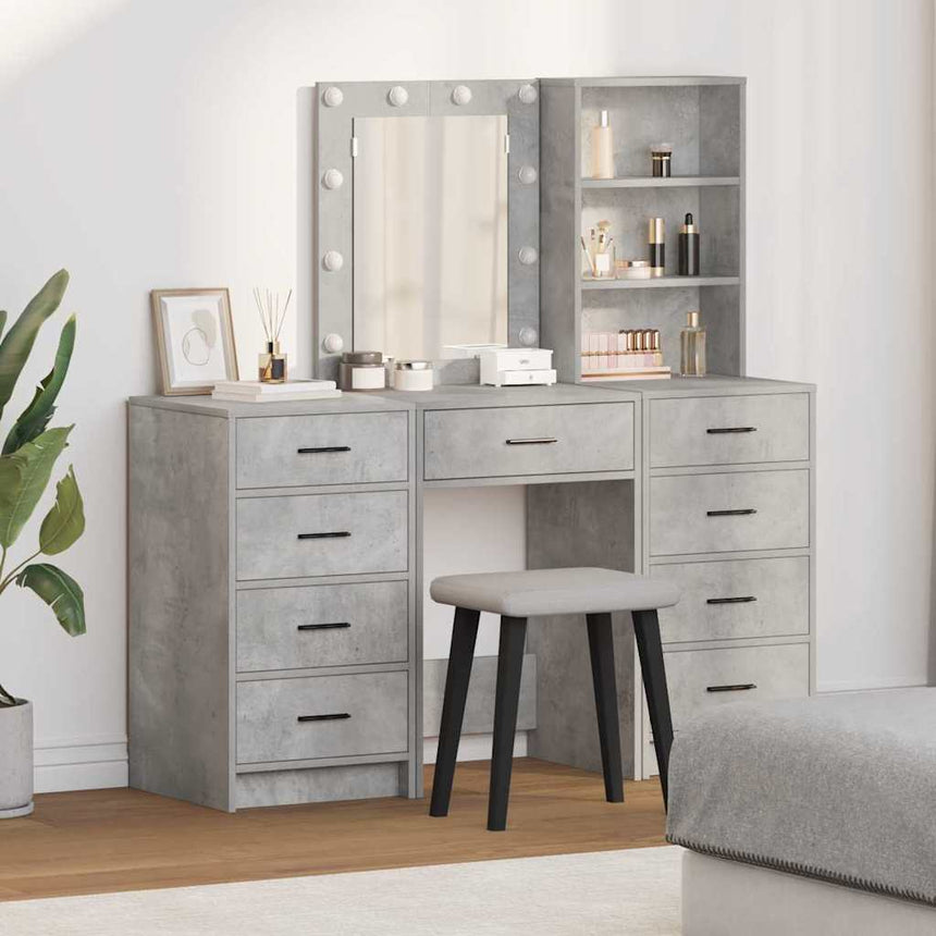 vidaXL Table de Toilette avec tiroir 3 pcs Gris Bois d'ingénierie