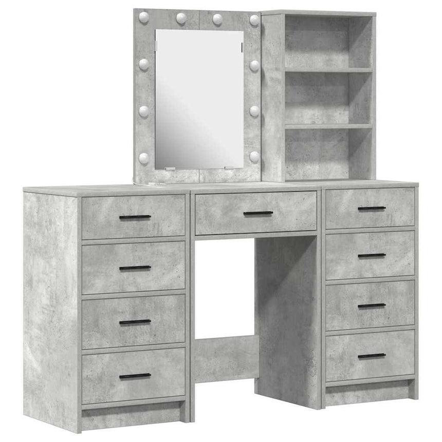 vidaXL Table de Toilette avec tiroir 3 pcs Gris Bois d'ingénierie