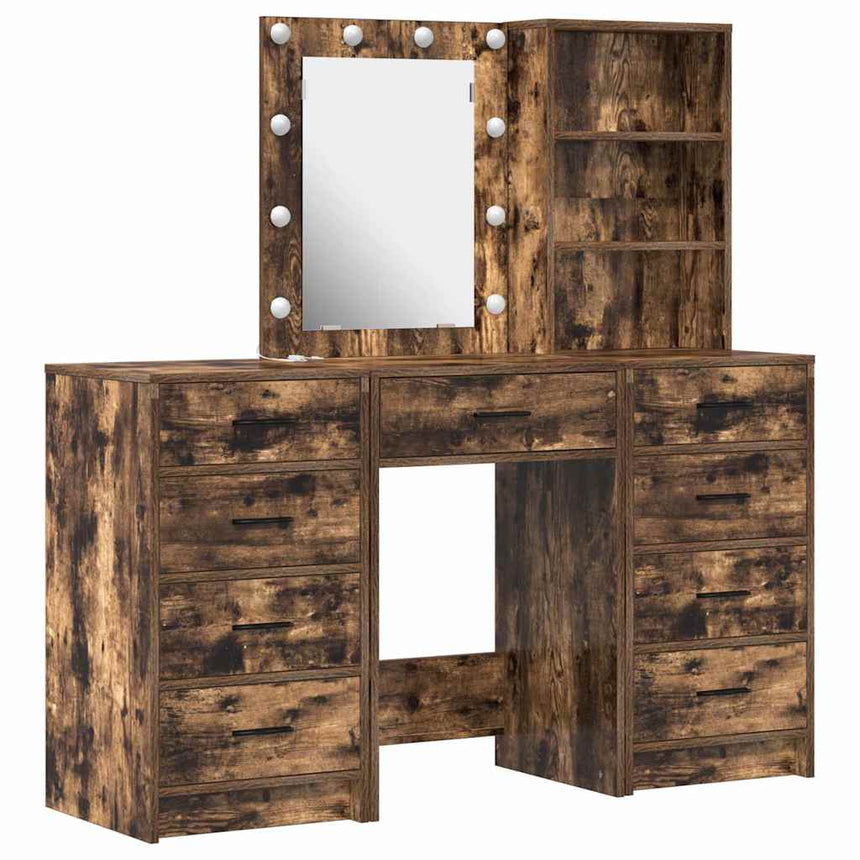 vidaXL Table de Toilette avec tiroir 3 pcs Marron Bois d'ingénierie