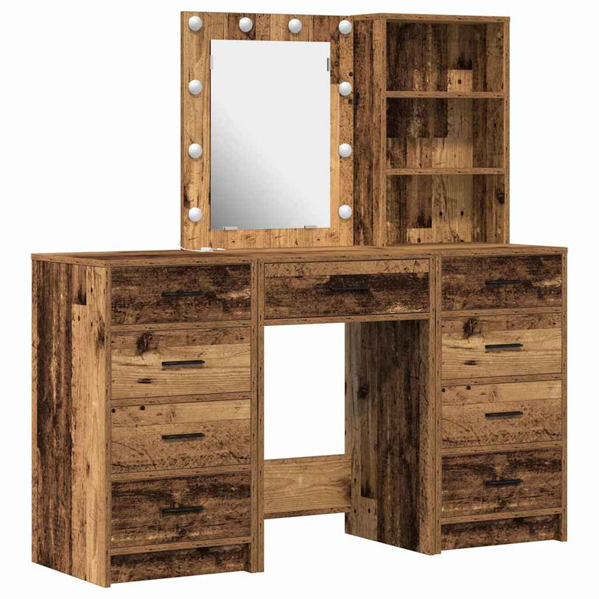 vidaXL Table de Toilette avec tiroir 3 pcs Marron Bois d'ingénierie