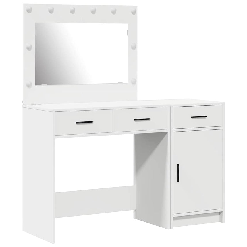 vidaXL Table de Toilette avec tiroir 2 pcs Blanc Bois d'ingénierie