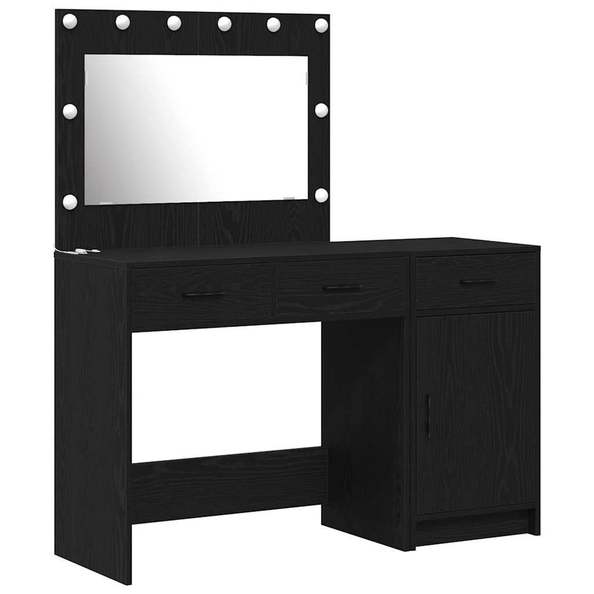 vidaXL Table de Toilette avec tiroir 2 pcs Noir Bois d'ingénierie