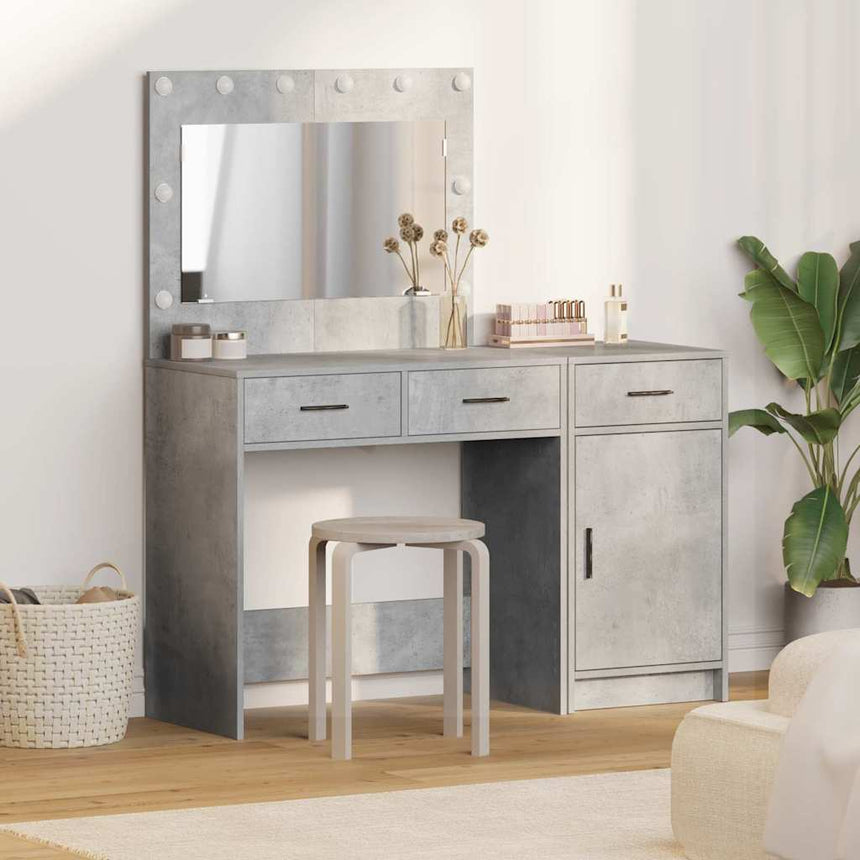 vidaXL Table de Toilette avec tiroir 2 pcs Gris Bois d'ingénierie