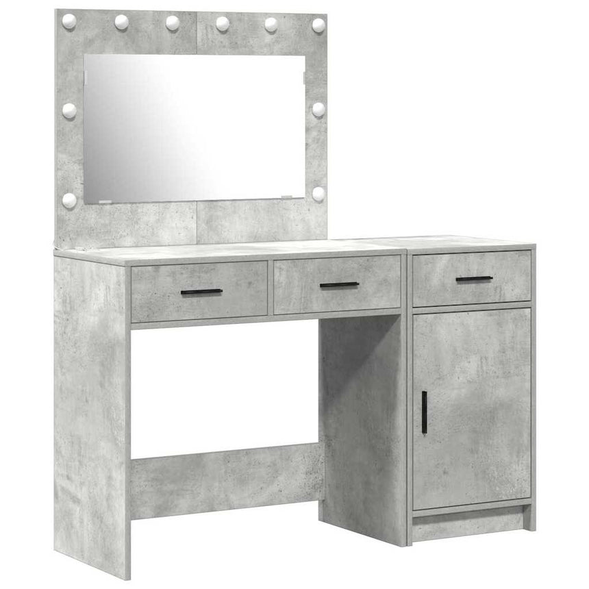 vidaXL Table de Toilette avec tiroir 2 pcs Gris Bois d'ingénierie