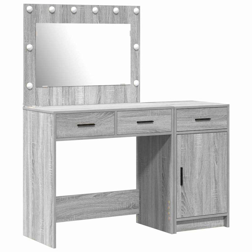 vidaXL Table de Toilette avec tiroir 2 pcs Gris Bois d'ingénierie