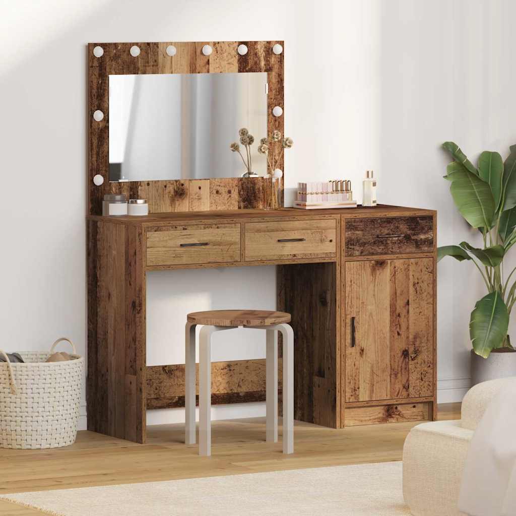 vidaXL Table de Toilette avec tiroir 2 pcs Marron Bois d'ingénierie