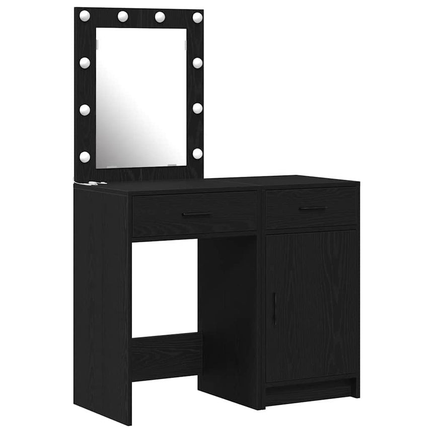vidaXL Table de Toilette 2 pcs Noir 50 x 41 x 135 cm Bois d'ingénierie
