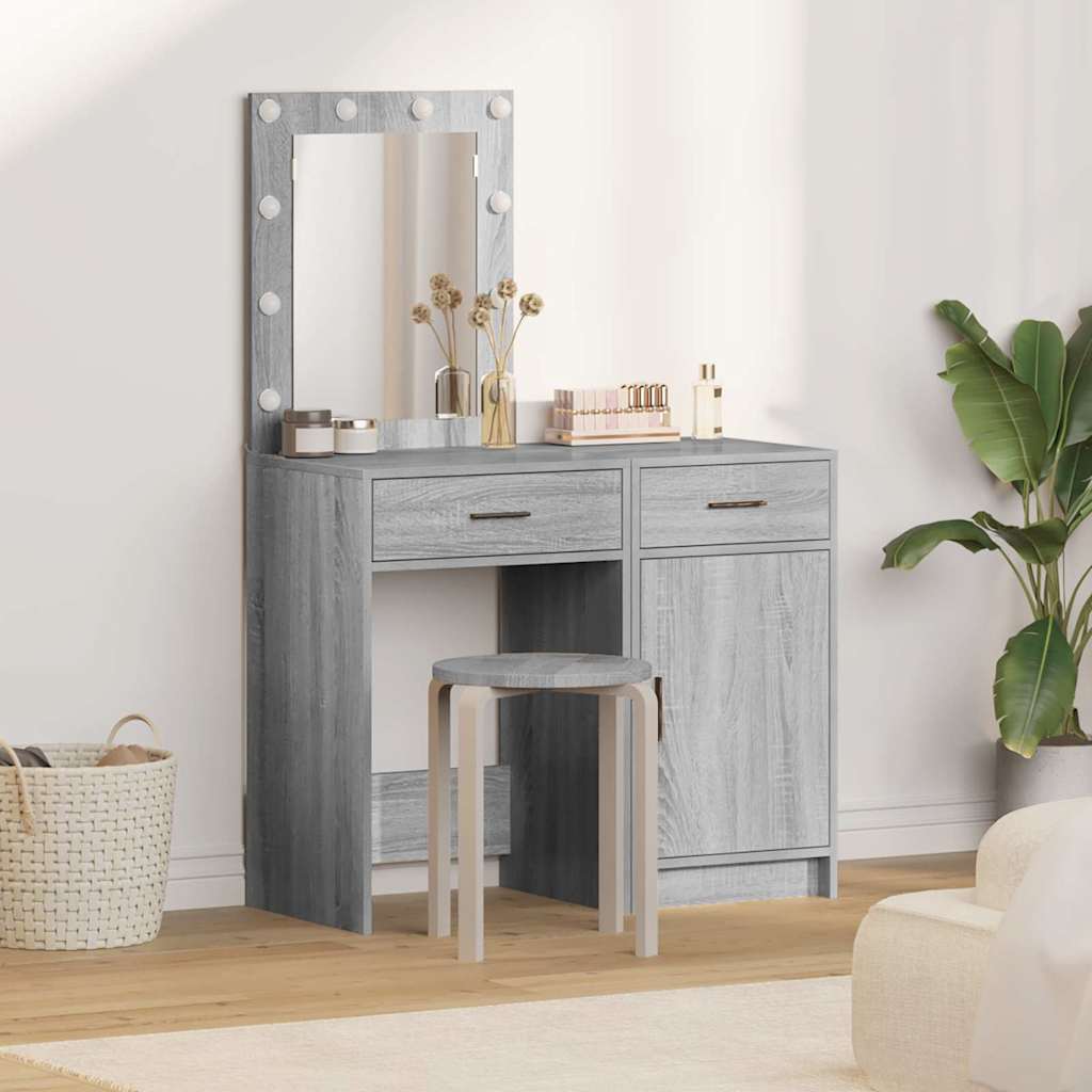 vidaXL Table de Toilette 2 pcs Gris 50 x 41 x 135 cm Bois d'ingénierie