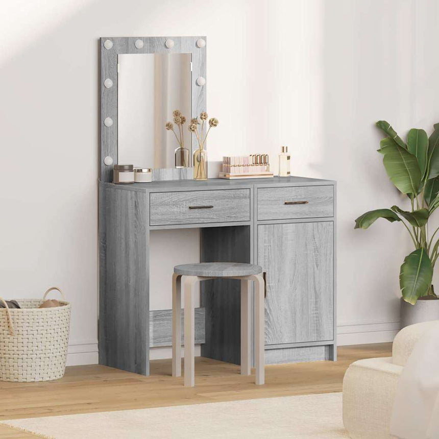 vidaXL Table de Toilette 2 pcs Gris 50 x 41 x 135 cm Bois d'ingénierie