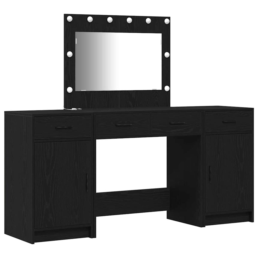 vidaXL Table de Toilette avec tiroir 3 pcs Noir Bois d'ingénierie