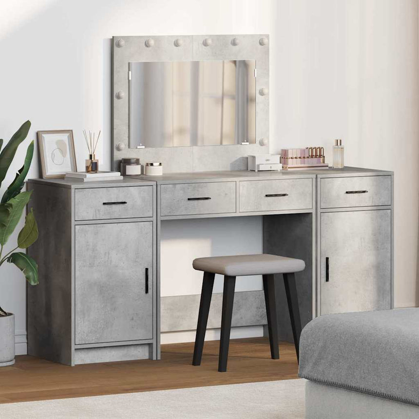 vidaXL Table de Toilette avec tiroir 3 pcs Gris Bois d'ingénierie