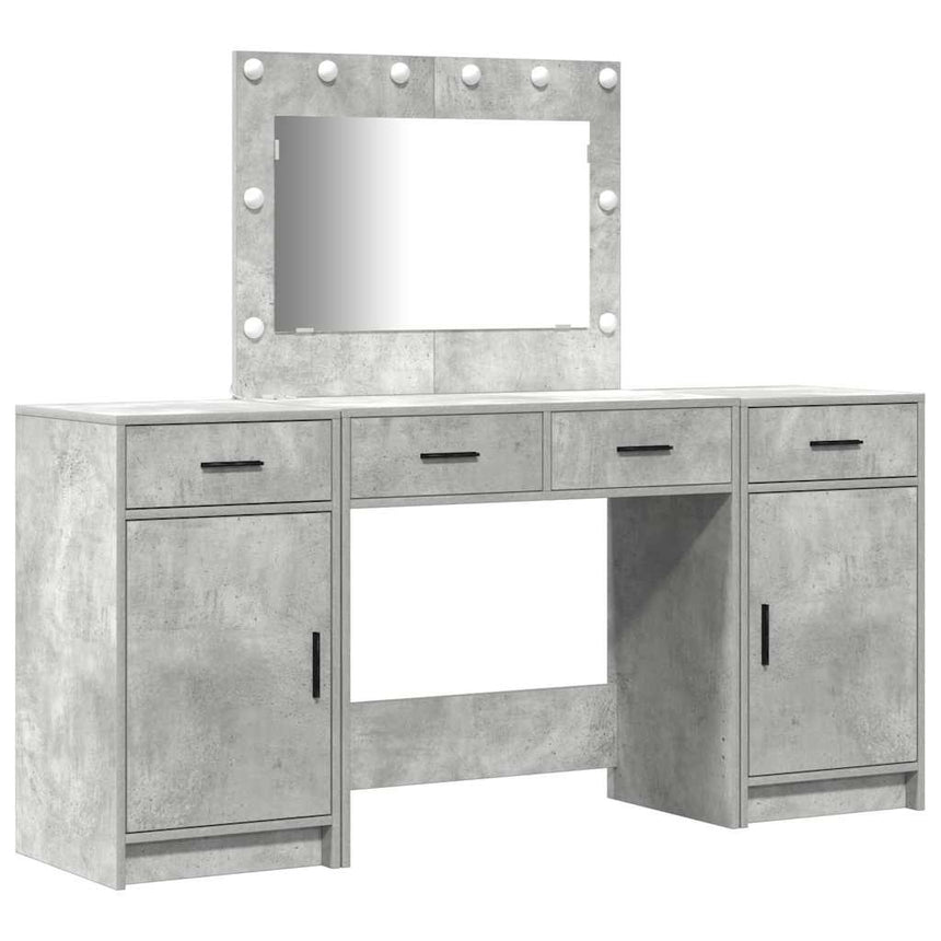 vidaXL Table de Toilette avec tiroir 3 pcs Gris Bois d'ingénierie