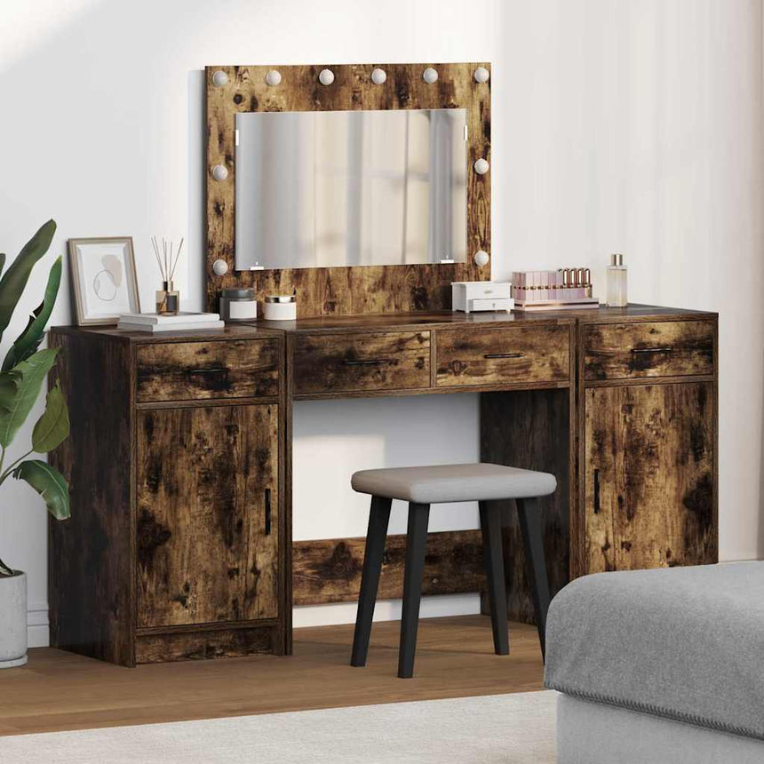 vidaXL Table de Toilette avec tiroir 3 pcs Marron Bois d'ingénierie