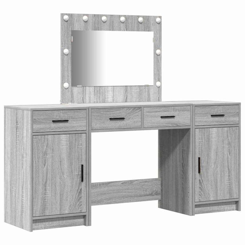 vidaXL Table de Toilette avec tiroir 3 pcs Gris Bois d'ingénierie