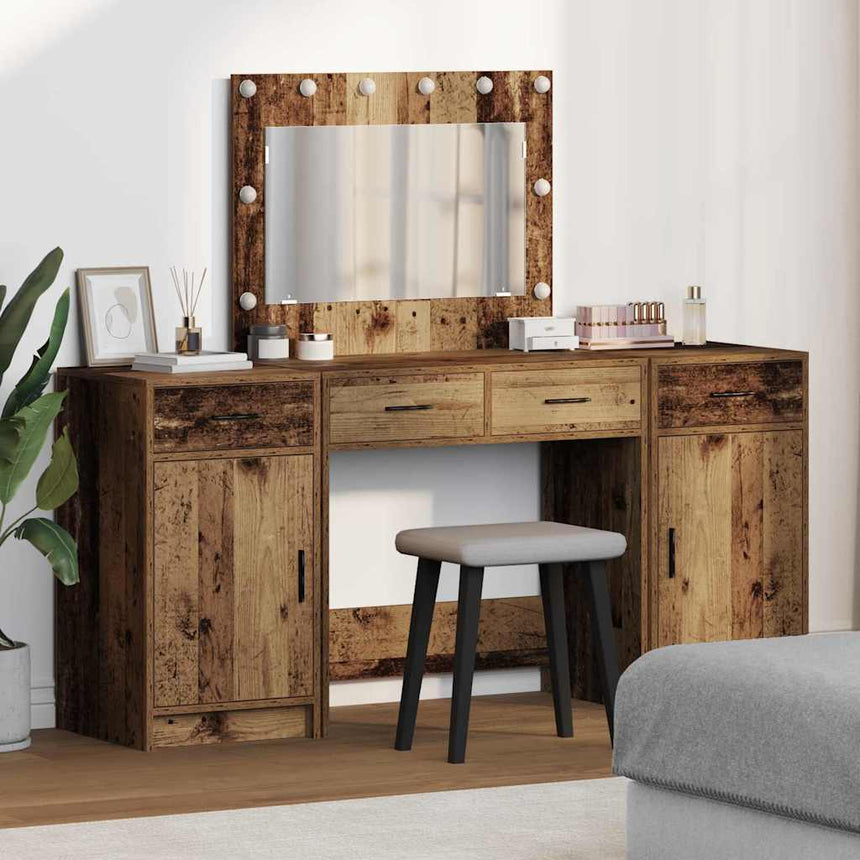 vidaXL Table de Toilette avec tiroir 3 pcs Marron Bois d'ingénierie