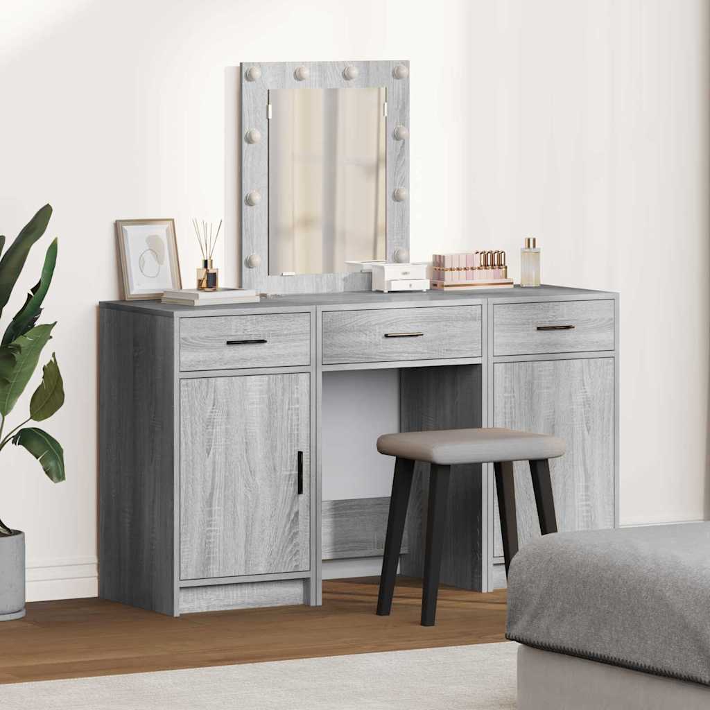 vidaXL Table de Toilette Gris 50 x 41 x 135 cm Bois d'ingénierie