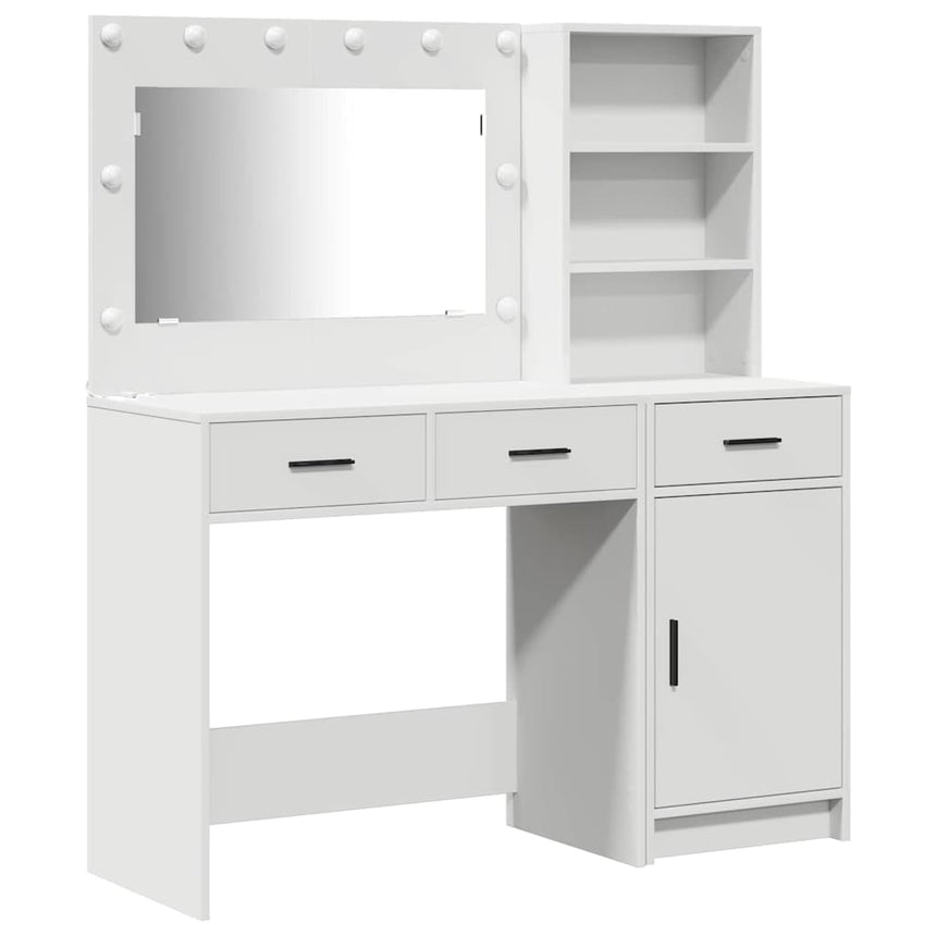 vidaXL Table de Toilette avec tiroir 2 pcs Blanc Bois d'ingénierie
