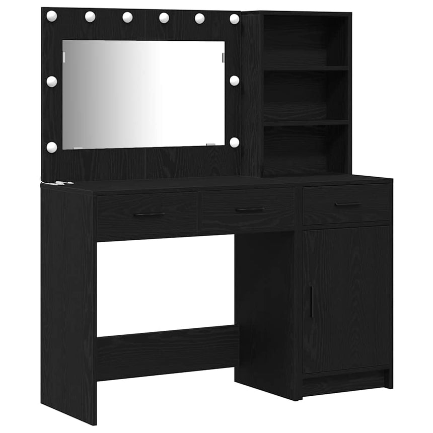 vidaXL Table de Toilette avec tiroir 2 pcs Noir Bois d'ingénierie