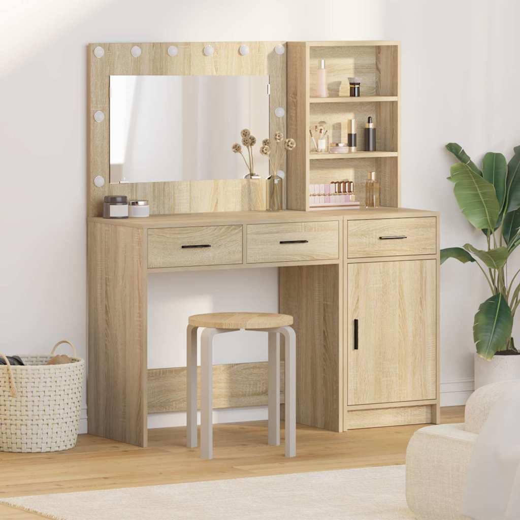 vidaXL Table de Toilette avec tiroir 2 pcs Marron Bois d'ingénierie