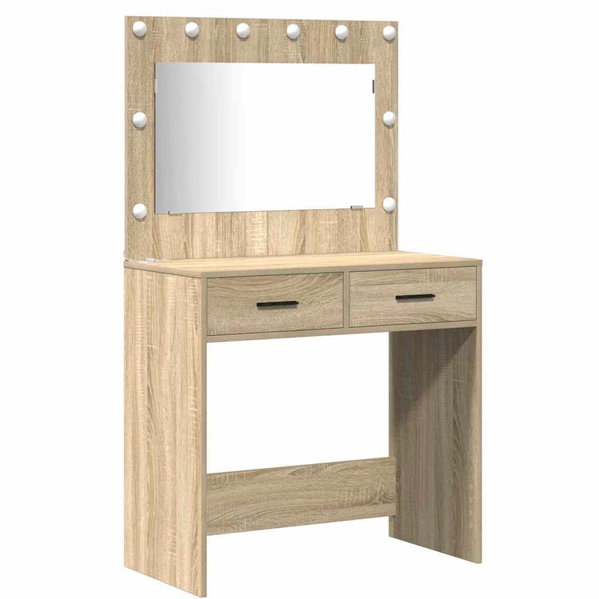vidaXL Table de Toilette avec tiroir 2 pcs Marron Bois d'ingénierie