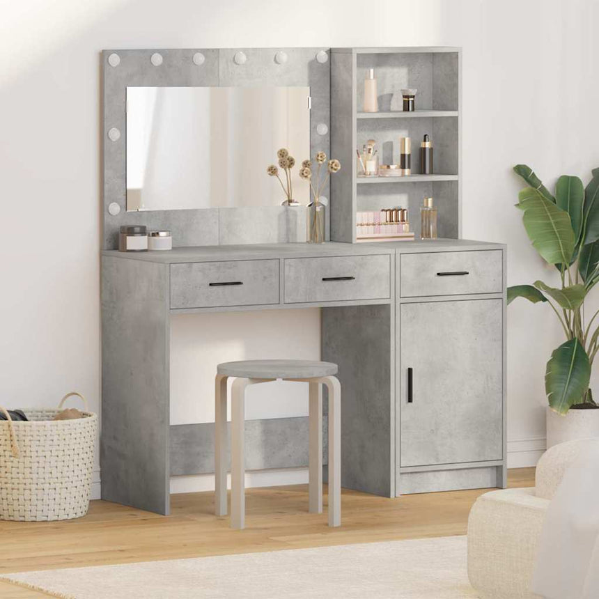 vidaXL Table de Toilette avec tiroir 2 pcs Gris Bois d'ingénierie