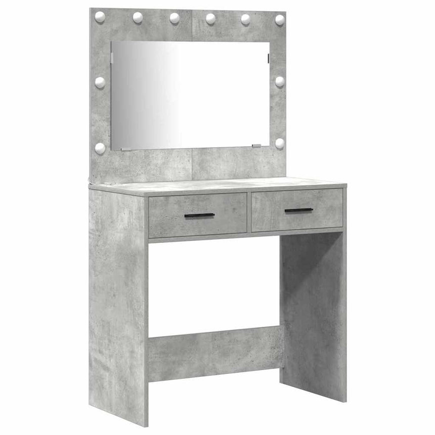 vidaXL Table de Toilette avec tiroir 2 pcs Gris Bois d'ingénierie