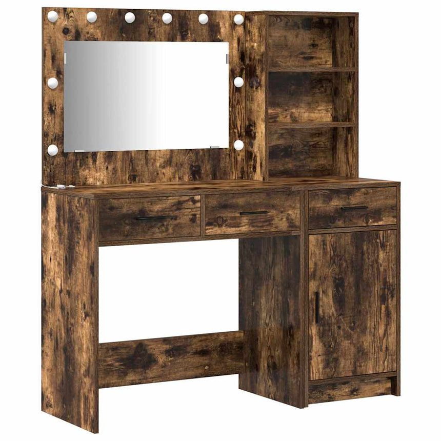 vidaXL Table de Toilette avec tiroir 2 pcs Marron Bois d'ingénierie
