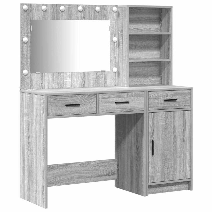 vidaXL Table de Toilette avec tiroir 2 pcs Gris Bois d'ingénierie