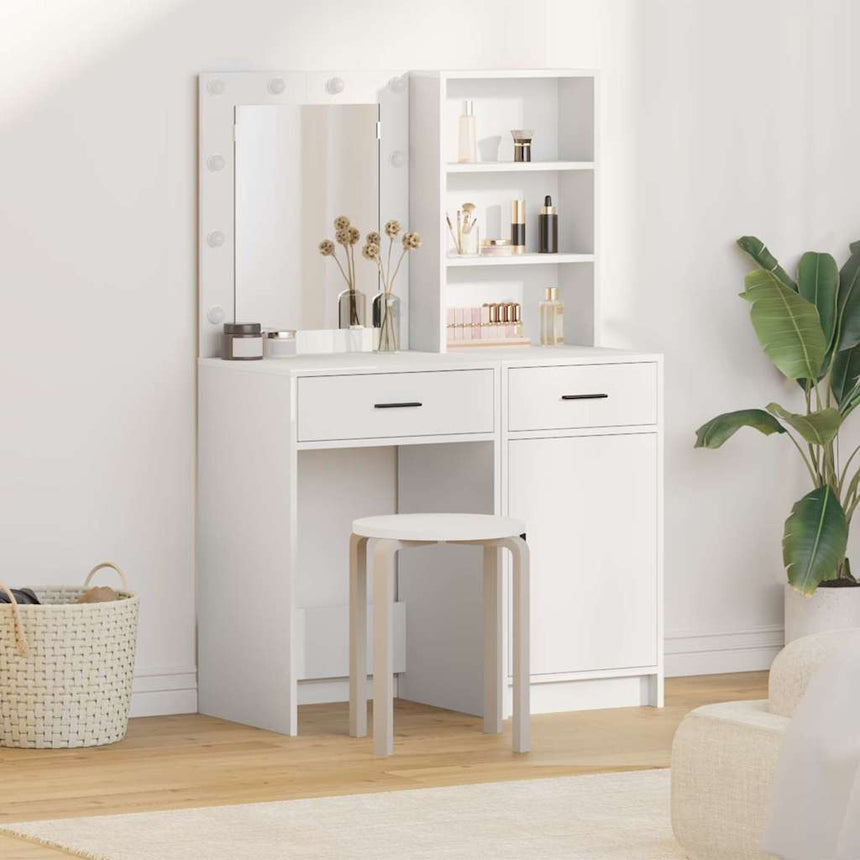vidaXL Ensemble de Coiffeuse avec tiroir 2 pcs Blanc Bois d'ingénierie