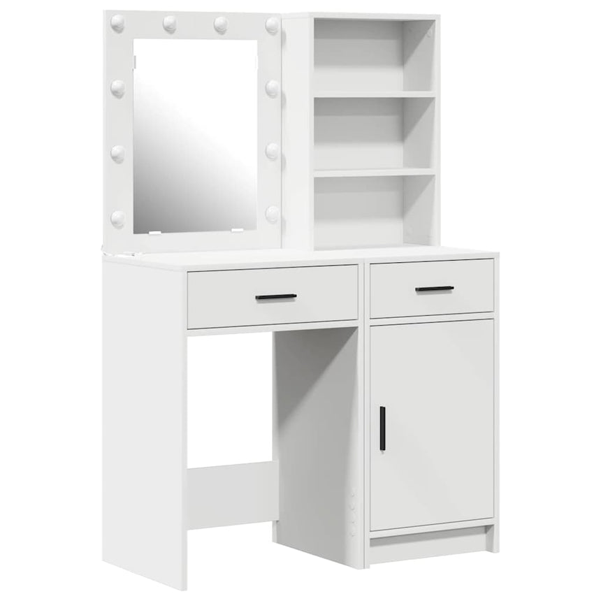 vidaXL Ensemble de Coiffeuse avec tiroir 2 pcs Blanc Bois d'ingénierie