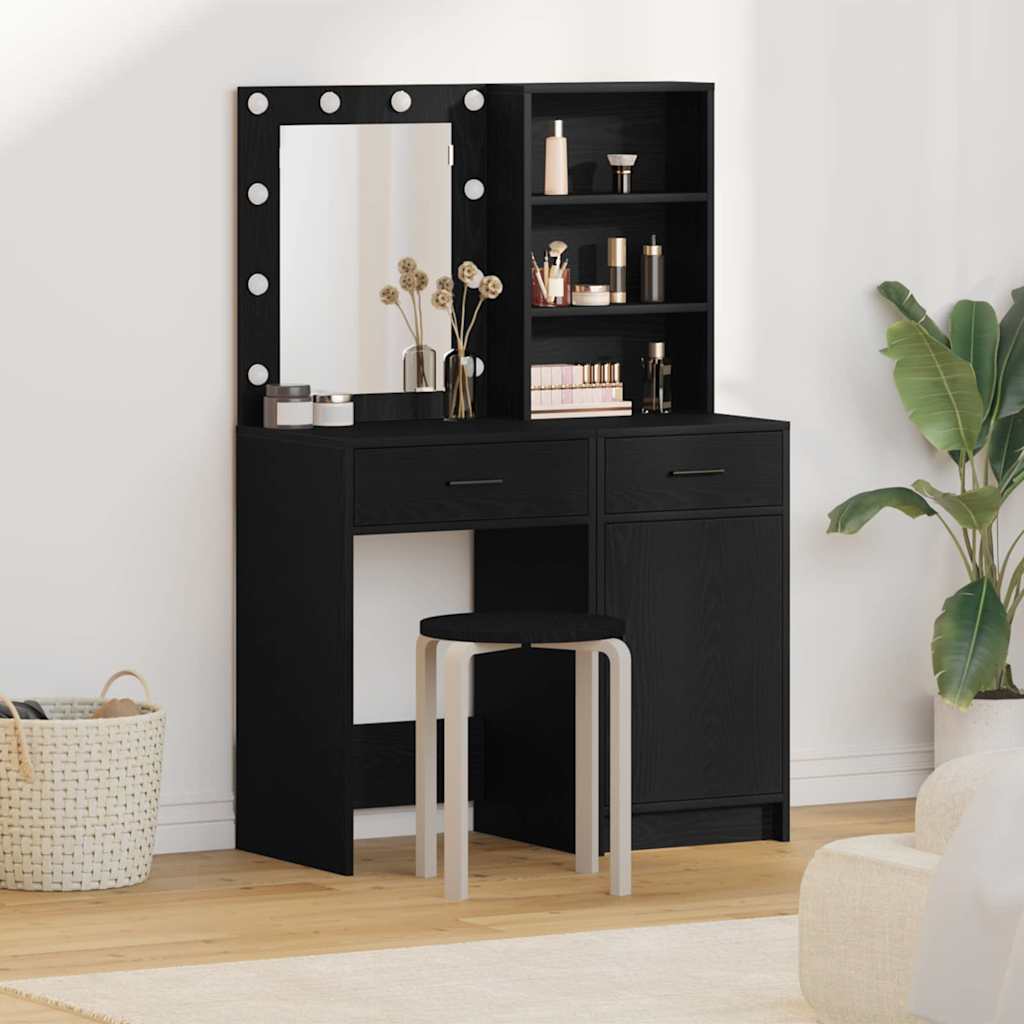 vidaXL Ensemble de Coiffeuse 2 pcs Chêne noir Bois d'ingénierie
