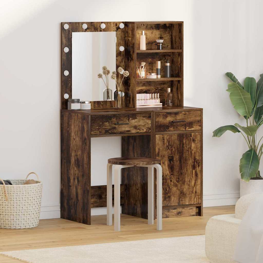 vidaXL Ensemble de Coiffeuse 2 pcs Chêne fumé Bois d'ingénierie