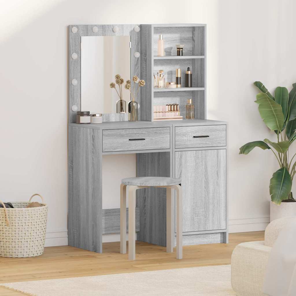vidaXL Ensemble de Coiffeuse 2 pcs Gris Sonoma Bois d'ingénierie