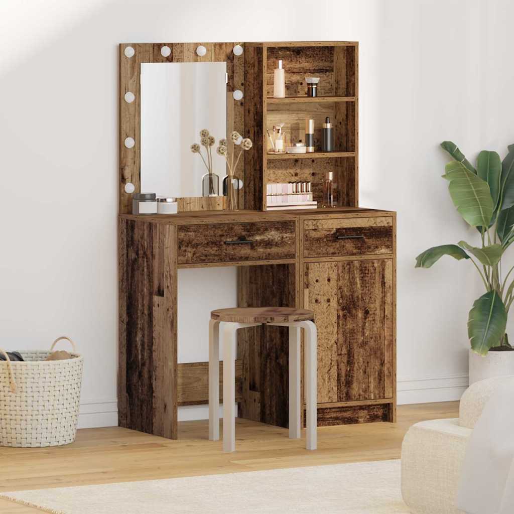 vidaXL Ensemble de Coiffeuse 2 pcs Bois ancien Bois d'ingénierie