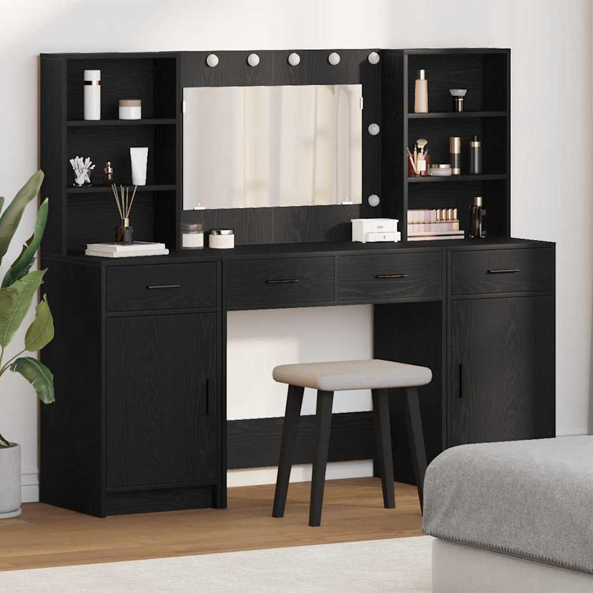 vidaXL Ensemble de Coiffeuse 3 pcs Chêne noir Bois d'ingénierie