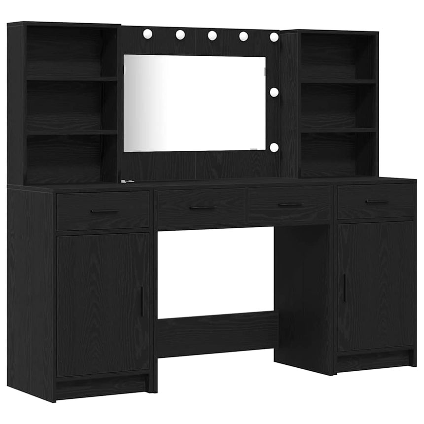 vidaXL Ensemble de Coiffeuse 3 pcs Chêne noir Bois d'ingénierie