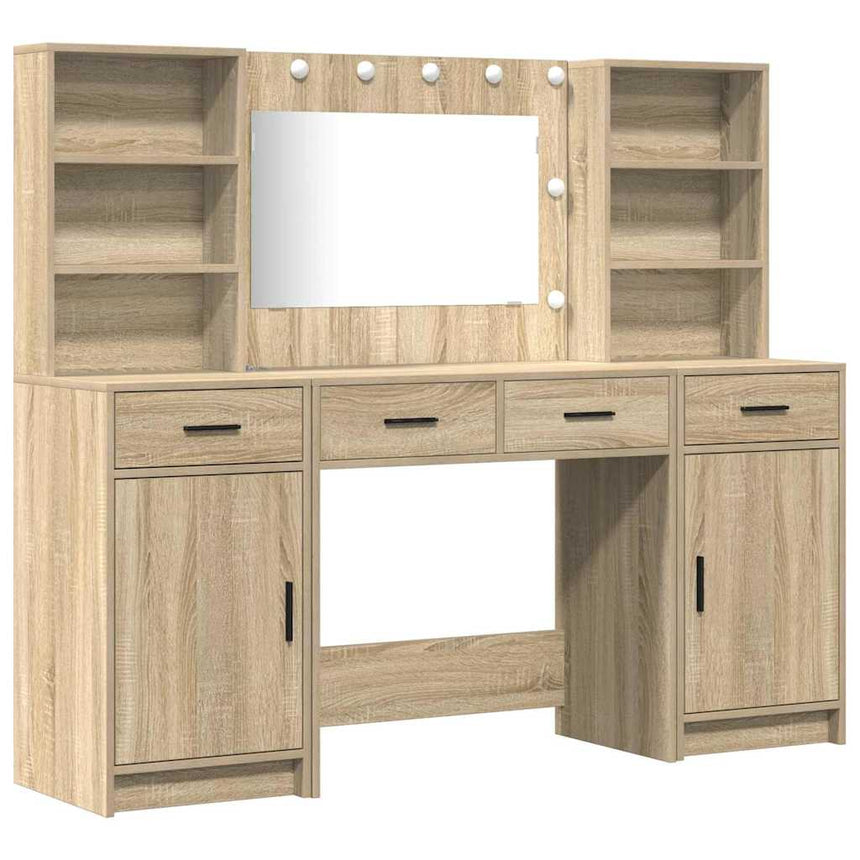 vidaXL Ensemble de Coiffeuse 3 pcs Chêne Sonoma Bois d'ingénierie