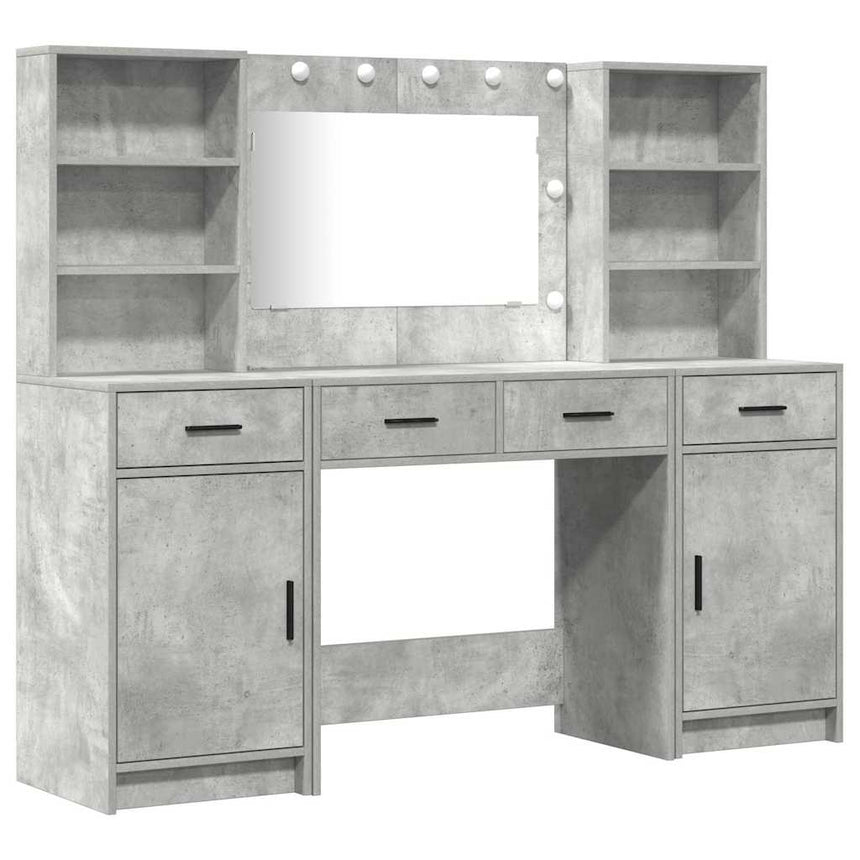 vidaXL Ensemble de Coiffeuse 3 pcs Gris béton Bois d'ingénierie