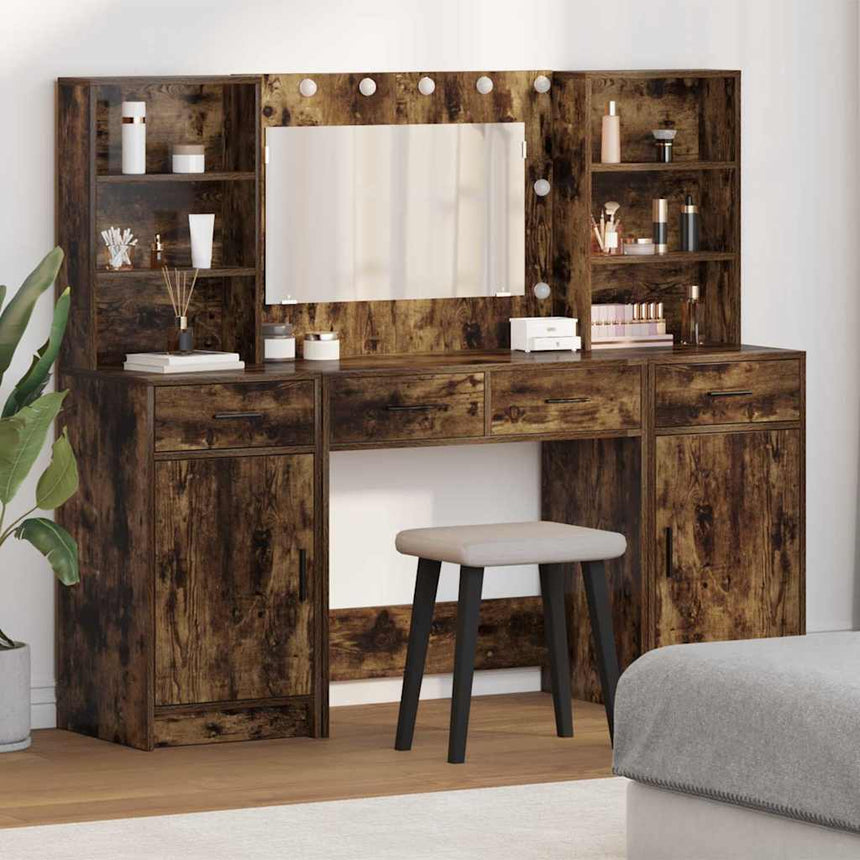 vidaXL Ensemble de Coiffeuse 3 pcs Chêne fumé Bois d'ingénierie