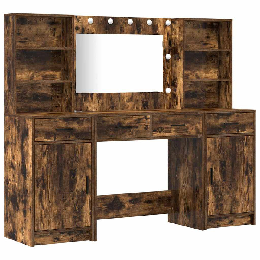 vidaXL Ensemble de Coiffeuse 3 pcs Chêne fumé Bois d'ingénierie