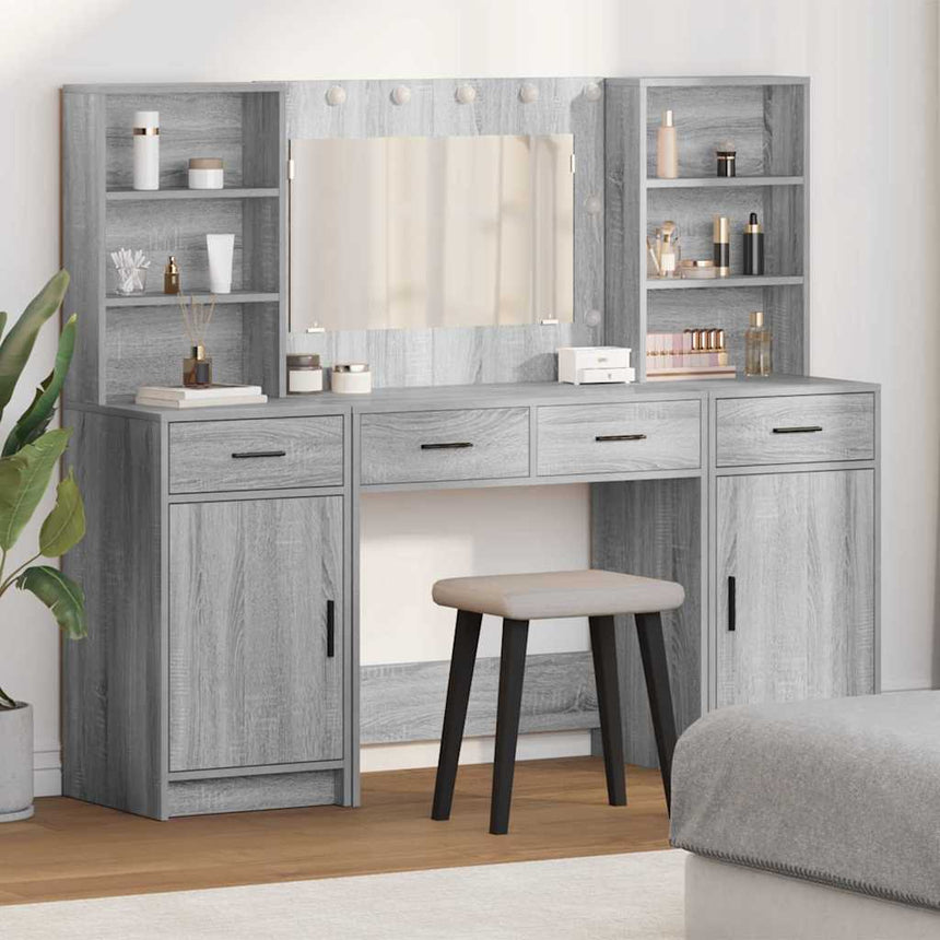 vidaXL Ensemble de Coiffeuse 3 pcs Gris Sonoma Bois d'ingénierie