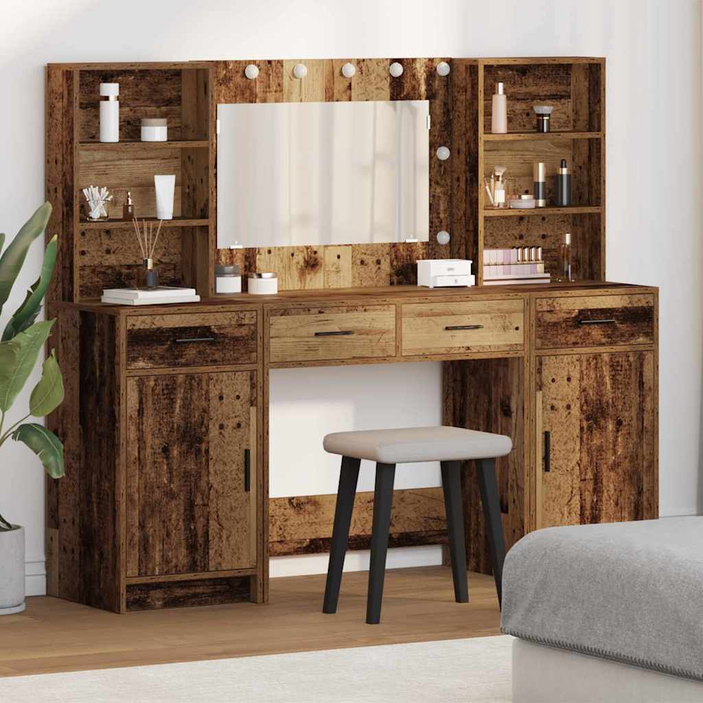 vidaXL Ensemble de Coiffeuse 3 pcs Bois ancien Bois d'ingénierie