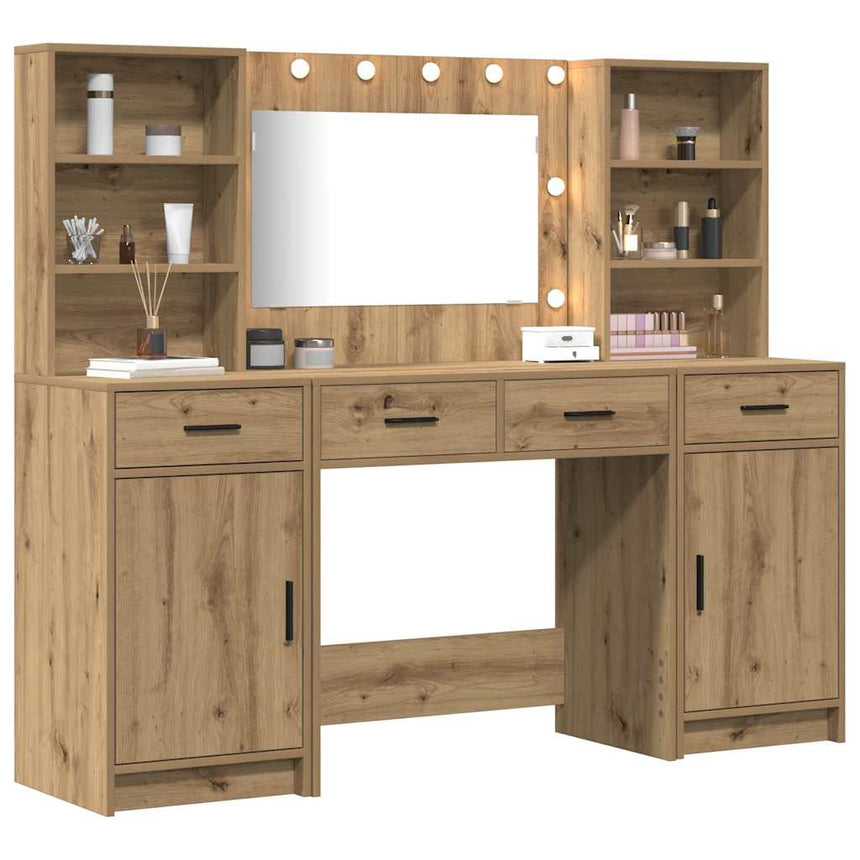 vidaXL Ensemble de Coiffeuse 3 pc Chêne artisanal Bois d'ingénierie