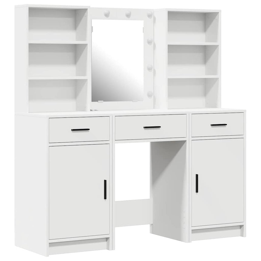 vidaXL Ensemble de Coiffeuse avec tiroir 3 pcs Blanc Bois d'ingénierie