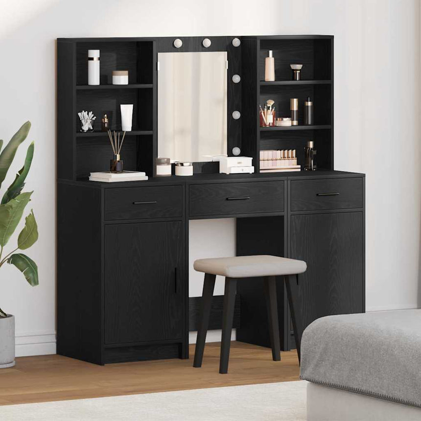 vidaXL Ensemble de Coiffeuse 3 pcs Chêne noir Bois d'ingénierie