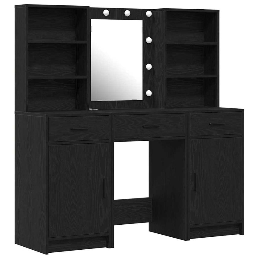 vidaXL Ensemble de Coiffeuse 3 pcs Chêne noir Bois d'ingénierie
