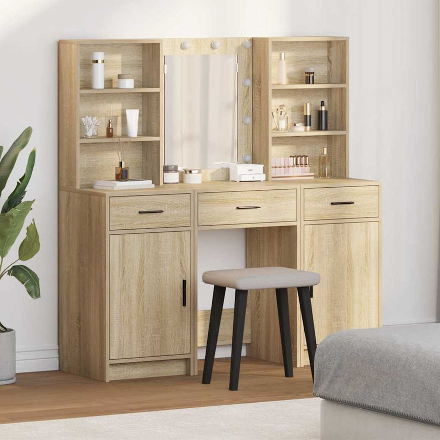 vidaXL Ensemble de Coiffeuse 3 pcs Chêne Sonoma Bois d'ingénierie